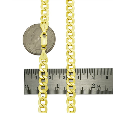 Nuragold 10k Yellow Gold 7mm Cuban Curb Link Chain Necklace, Mens Jewelry with Lobster Clasp 20" - 30"