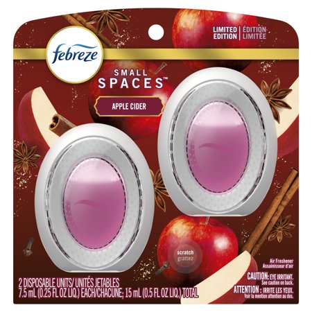 Febreze Small Spaces Holiday Air Freshener Apple Cider Scent, .25 oz each, Pack of 2