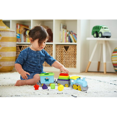 Green Toys Stack and Sort Train, 12 Piece Vehicle Playset, Ages 6 Months and Up