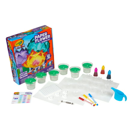Crayola Steam Paper Flower Science Coloring Kit, Holiday Gift for Kids, Beginner Unisex Child, 12 Pieces