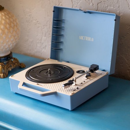 Victrola Re-Spin Sustainable Bluetooth Suitcase Record Player- Light Blue | Walmart Exclusive, Light Blue