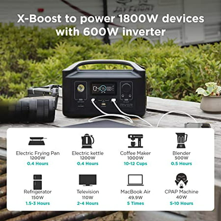 EcoFlow RIVER 600 Portable Power Station 288Wh Capacity,Solar Generator,600W AC Output for Outdoor Camping,Home Backup,Emergency,RV,off-Grid