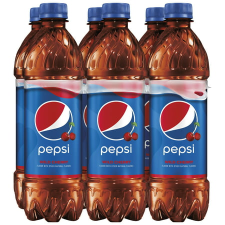 Pepsi Wild Cherry Cola Soda Pop, 16.9 Fl Oz, 6 Pack Bottles