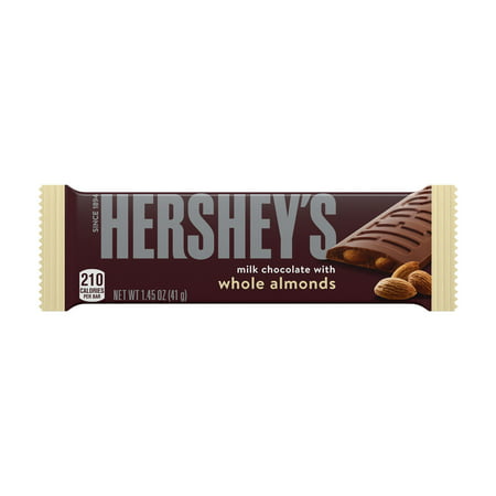 HERSHEY'S, Milk Chocolate with Whole Almonds Candy, Individually Wrapped, 1.45 oz, Bars (6 Count)