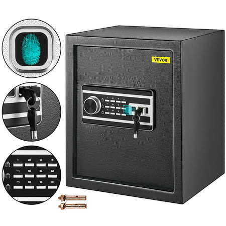 VEVORbrand Security Safe 1.7 CU.FT Fingerprint Safe Box for Money W/ 2 Keys & Digital Keypad, Q235 Steel Safe Box for Storing Cash, Jewelry, Pistols, Documents in Home & Office & Hotel, 1.7 cu ft