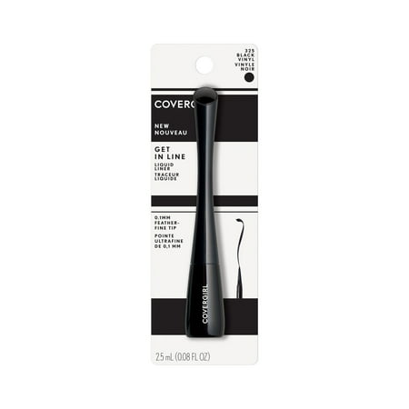 COVERGIRL Get In Line Liquid Eyeliner, 325 Black Vinyl, 0.08 oz, Feather-Fine Tip, Contour-Grip Handle, Quick-Dry Liquid Eyeliner, Removes EasilyBlack Vinyl,