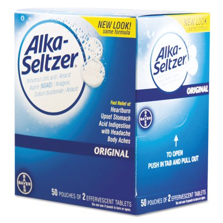 Alka-Seltzer Antacid and Pain Relief Medicine, Two-Pack, 50 Packs/Box