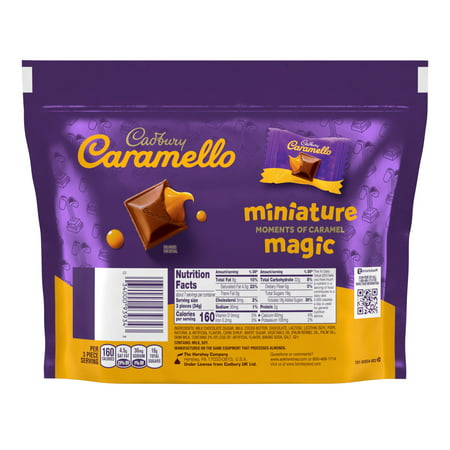 CADBURY, CARAMELLO Miniatures Milk Chocolate and Caramel Candy Bars, Individually Wrapped, 8 oz, Share Pack