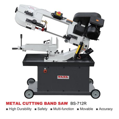 Kaka Industrial BS-712R, 7"x12" horizontal bandsaw, the bow can be swiveled between 45? and 90?Solid Design, Metal Cutting Band Saw, High Precision Metal Band Saw with 1.5HP motor 115V230V-60HZ 1PH