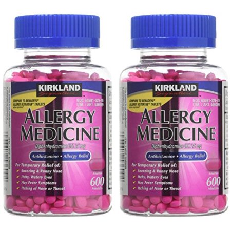 Kirkland Signature Diphenhydramine Hci 25 Mg Allergy Medicine & Antihistaminecompare to Active Ingredient of Benadryl Allergy Generic 1200count, 1count
