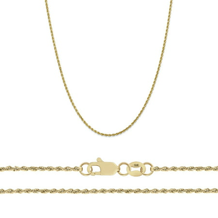 Orostar 10K Yellow Gold 1.5mm Diamond Cut Rope Chain Necklace, 16" - 24"