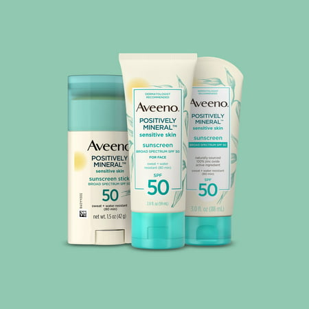 Aveeno Positively Mineral Sensitive Face Sunscreen SPF 50, 2 fl oz