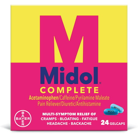 Midol Complete, Menstrual Period Symptoms Relief, Gelcaps, 24 Count