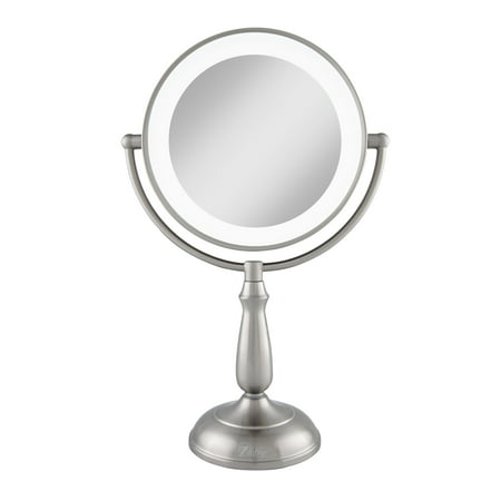 Zadro 11" Makeup Mirror with Lights and Magnification Dimmable Touch LED Lighted Makeup Mirror with Magnification, Large | 5X/1X | 11" x 17" | Satin Nickel