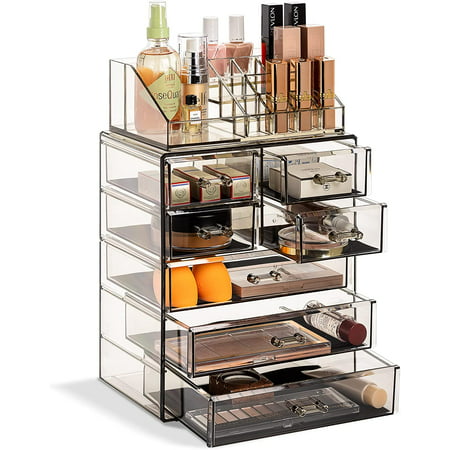 Sorbus Acrylic Cosmetic and Jewelry Storage Case Display, BlackBlack,