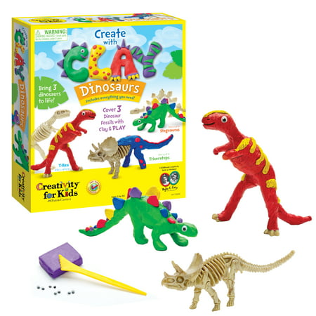 Creativity for Kids Create with Clay Dinosaurs - Child, Beginner Craft Kit for Boys and Girls