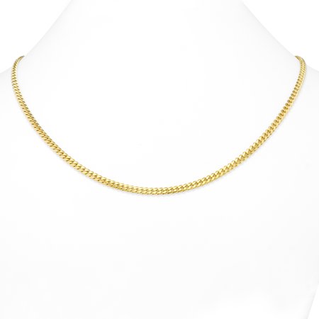Nuragold 14k Yellow Gold 4mm Solid Miami Cuban Link Chain Pendant Necklace, Mens Jewelry with Lobster Clasp 18" - 30"
