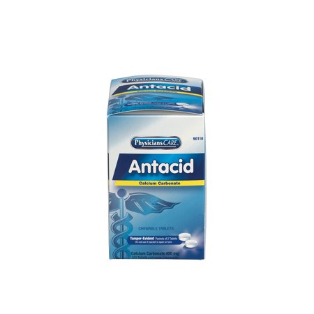 Over the Counter Antacid Medications for First Aid Cabinet 2 tablt/Dose 125 Doses/Box 90110
