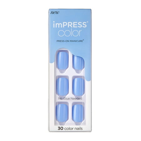 KISS imPRESS Color Press-on Manicure, Baby Why so Blue, ShortWhy So Blue,