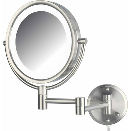 Jerdon HL88NL 8.5" LED Lighted Wall Mount Makeup Mirror with 8x Magnification, Nickel Finish