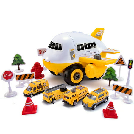 Airplane Toys for 3 4 5 6 7 Years Old, Toy Airplane for Boys Age 4-7, Transport Cargo Airplane Car Play Set for Kids, Aeroplane Toys for Boys, Toys 3+ 4+ 5+ Year, Gift for Children Toddlers