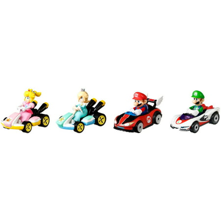 Hot Wheels Mario Kart Vehicle 4-Pack with 1 Exclusive Collectible Model