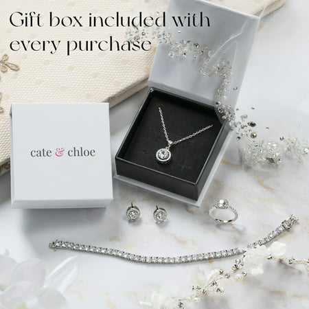 Cate & Chloe Millie 18K White Gold Earrings with Crystals, Stud Earrings for Women, Girls, Jewelry Gift for Any OccasionRose Gold,