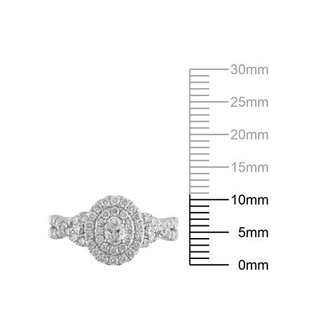 1 Carat T.W. (I2 clarity, H-I color) Brilliance Fine Jewelry Oval cut Diamond Engagement Ring in 10kt White Gold, Size 5