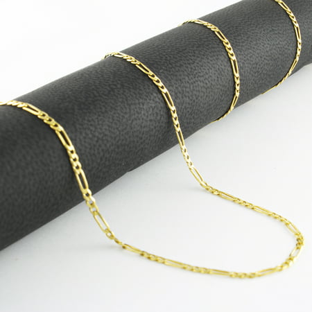 Nuragold 10k Yellow Gold 2mm Figaro Chain Link Pendant Necklace, Womens Mens Jewelry 16" - 26"