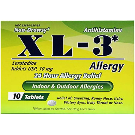 XL-3 Allergy Medicine Relief from Seasonal Allergies, 10 Tablets, 3 Pack