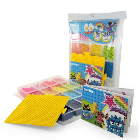 Perler 4000 Bead Tray With Idea Book and Pegboard, Ages 6 and Up, 4003 Pieces