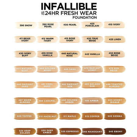 L'Oreal Paris Infallible 24 Hour Fresh Wear Foundation, Lightweight, Copper, 1 fl. oz.515 Copper,