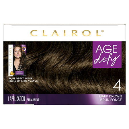 Clairol Age Defy Permanent Hair Color Creme, 4 Dark Brown, 1 Application, Hair Dye4 Dark Brown,