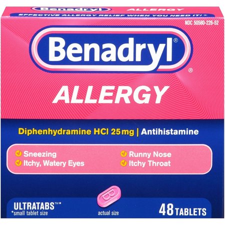 Benadryl Ultratab Antihistamine Allergy Medicine Tablets, 48 Count, 48 ct