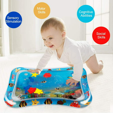 Meidong Tummy Time Baby Water Mat, Inflatable Infant Baby Toys for 3 6 12 Months,Fun Activity Center Play Mat Gift for Boy & Girl Newborn Early Sensory Development BPA-Free