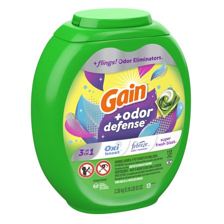 Gain Flings Laundry Detergent Pacs with Odor Defense, 112 Ct, Super Fresh