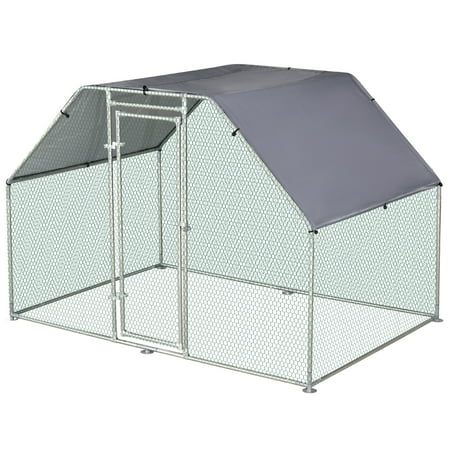 PawHut Large Metal Walk-In Chicken Coop Run Cage w/ Cover Outdoor 9' W x 6' D x, 9' W x 6' D x 6.5' H