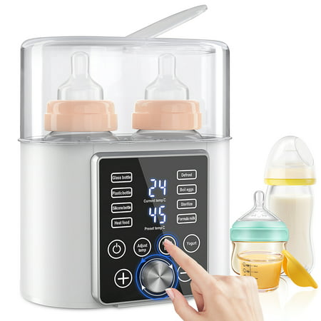 Cshid Baby Bottle Warmer, 12-in-1 Babies Fast Bottle Milk Warmer & Sterilizer Double Food Heater Defrost BPA-Free With Twins, LCD Display, Timer & 24H Temperature Control for Breastmilk & Formula