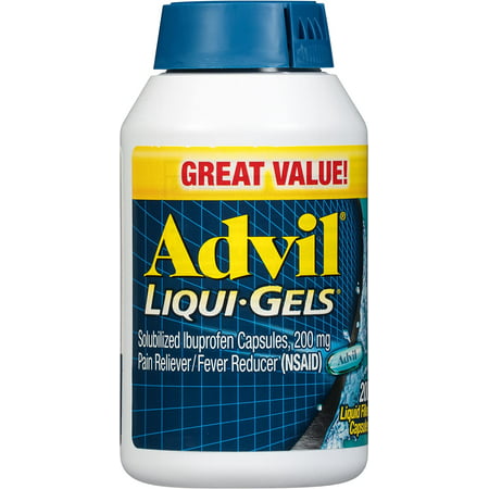 Advil Liqui-Gels Pain Reliever and Fever Reducer, Pain Medicine for Adults with Ibuprofen 200mg for Headache, Backache, Menstrual Pain and Joint Pain Relief - 200 Liquid Filled Capsules, 200mg