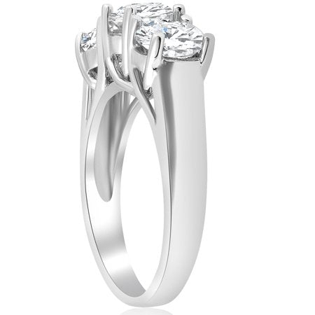 3ct Three Stone Diamond Engagement Ring 14K White Gold, White Gold, 4.5