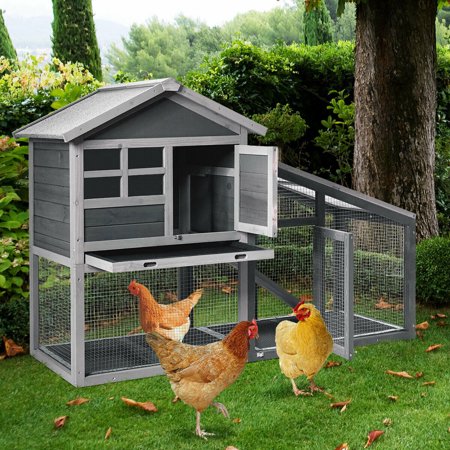 Gymax 58'' Wooden Rabbit Hutch Large Chicken Coop Weatherproof Indoor & Outdoor Use
