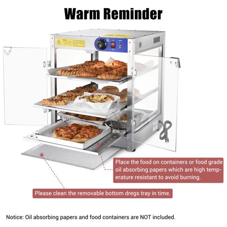 WeChef Commercial Food Warmer 3-Tier 20x20x24" Countertop Food Pizza Pastry Warmer Display Case 750W 110V, 3-Tier