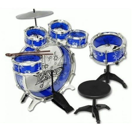 AZ Import AZImport PS75A Blue Kids Drum Set Musical Instrument Toy Playset, Blue - 11 PieceBlue,