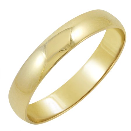 Men's 14K Yellow Gold 4mm Traditional Fit Plain Wedding Band (Available Ring Sizes 8-12 1/2) Size 9.5, 9.5