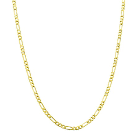 Nuragold 14k Yellow Gold 2mm Figaro Chain Link Pendant Necklace, Womens Mens Jewelry 16" - 24"