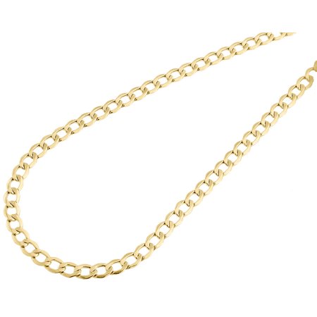 10K Hollow Yellow Gold 4.60MM Cuban Curb Link Chain Necklace Men's or Women's, 16" - 30"