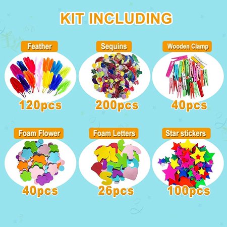 YANSION 1000Pcs DIY Arts and Crafts Supplies Craft Art Supply Kit, D.I.Y. Crafting Collage Arts Set for Kids Toddlers Age 3+, Educational Toy Set for Boys and Girls