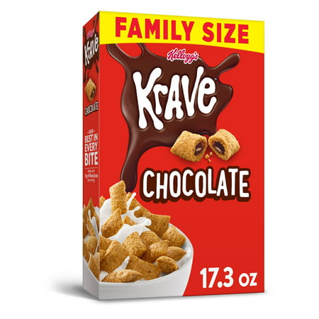 Kellogg's Krave Cold Breakfast Cereal, Chocolate, 17.3 oz