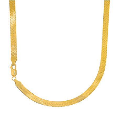 14k Solid Yellow Gold 5mm Super Flexible Silky Imperial Herringbone Necklace- 16 18 20 22 24 26