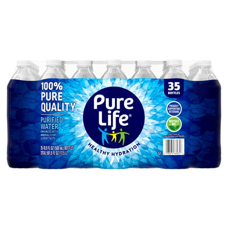 Pure Life Purified Water, 16.9 Fl Oz, Plastic Bottled Water (35 Pack)